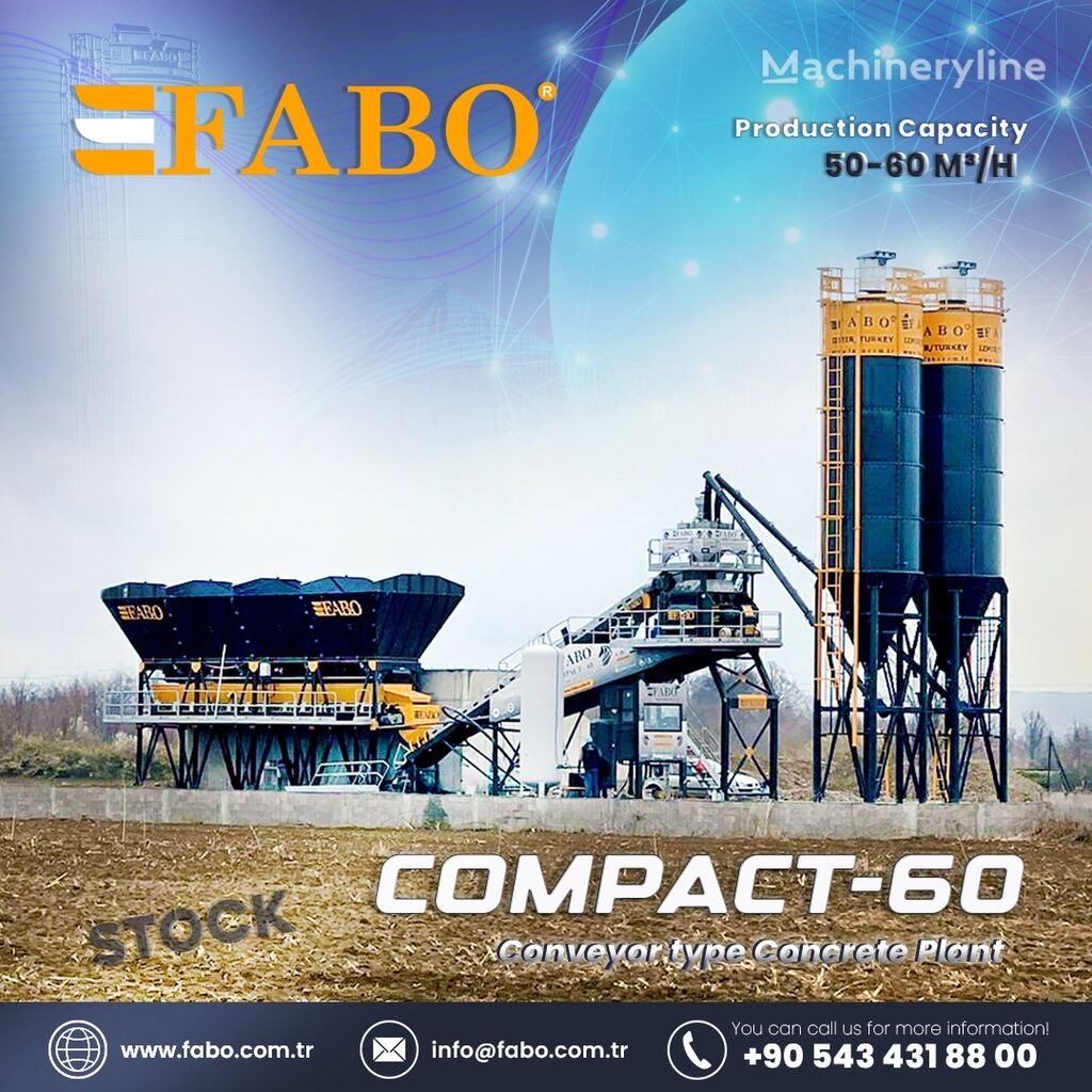 новый бетонный завод Fabo CENTRALE À BÉTON COMPACTE À BANDE 60 M3/H