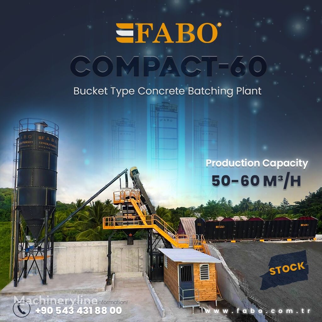 новый бетонный завод Fabo CENTRALE À BÉTON COMPACTE À GODET 60 M3/H | STOCK
