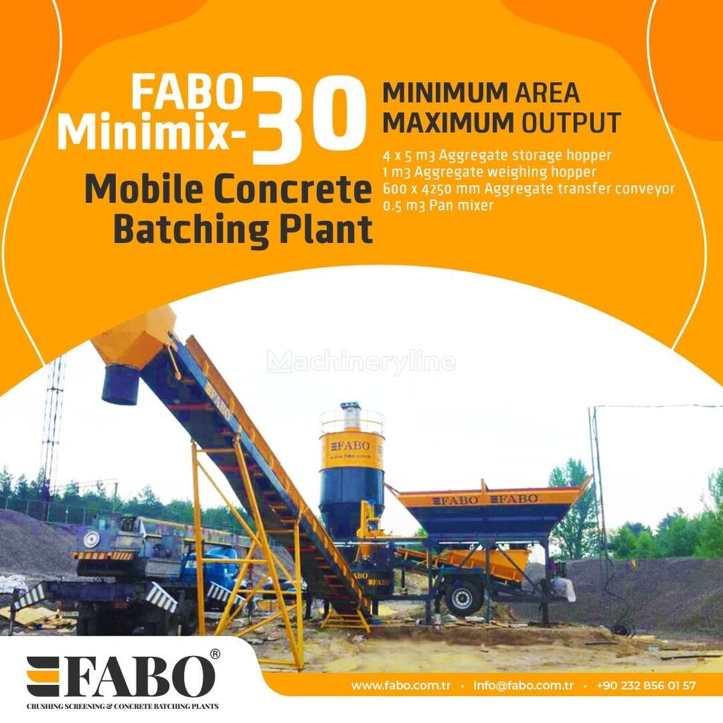 новый бетонный завод Fabo MINIMIX 30 M3/H MOBILE CONCRETE PLANT EASY TRANSPORT